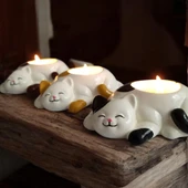 4 Adet Kedi Şeklinde Yumurtalık - Mumluk - 3