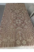 Dantel Anglez Floş İp Makina İşi Masa Örtüsü 160x220 cm Bej Renk - 1