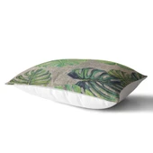 Çuval Zeminli Palmiye Yaprakları Dijital Baskılı Dikdörtgen Kırlent Kılıfı 45x65 Cm thumbnail 2
