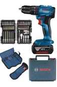 Bosch Professional GSB 185-Li 2.0 Ah Tek Akülü Kömürsüz Motor Darbeli Matkap + 23 Parça Aksesuar Set - 06019K3102 + Bosch Professional 43 Parça Vidalama Ucu Seti -2607017164 - 1