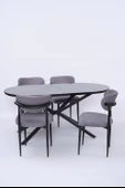 Bohem Metal Polo Boyalı Mdf Lak Panel Yemek Masa Takımı 90x170 - 6