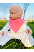KUBBE Şeker Pembe %100 Organik Pamuk Çift Katlı Örme Kumaş Çıtçıtlı Bebek Salya Önlük & Fular - 1