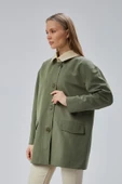 Haki Oversize Casual Midi Trençkot - 6