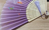 Beluga Yelpaze Bambu Kumaş Serinletici Vintage Şık Dekorasyon Lila Püsküllü Japon Yelpaze 0358 - 2