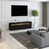 T005 Asil Led Işıklı Tv Sehpası Ahşap Siyah - 7