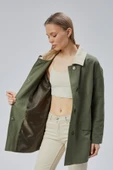 Haki Oversize Casual Midi Trençkot - 2