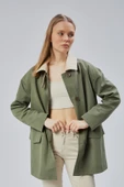 Haki Oversize Casual Midi Trençkot - 3