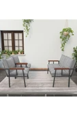 Mygusi Modern Serisi Balkon, Bahçe, Cafe - Metal Kanepe Koltuk Takımı - 2+1+1 - Açık Gri - 2