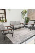 Mygusi Modern Serisi Balkon, Bahçe, Cafe - Metal Kanepe Koltuk Takımı - 2+1+1 - Açık Gri - 1