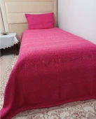 Tavşan Tüyü El Dokuma Yumuşak Dokulu Tek Kişilik Yatak Örtüsü (160x240)-Pembe - 1