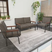 Mygusi Modern Serisi Balkon, Bahçe, Cafe - Metal Kanepe Koltuk Takımı - 2+1+1 - Cappucino - 1