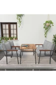 Mygusi Modern Serisi Balkon, Bahçe, Cafe - Metal Kanepe Koltuk Takımı - 2+1+1 60x90cm Masalı - Açık Gri - 2