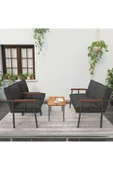 Mygusi Modern Serisi Balkon, Bahçe, Cafe - Metal Kanepe Koltuk Takımı - 2+1+1 Sehpalı - Antrasit - 2
