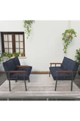 Mygusi Modern Serisi Balkon, Bahçe, Cafe - Metal Kanepe Koltuk Takımı - 2+1+1 - Lacivert - 2