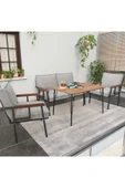Mygusi Modern Serisi Balkon, Bahçe, Cafe - Metal Kanepe Koltuk Takımı - 2+1+1 60x90cm Masalı - Açık Gri - 3