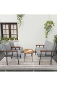Mygusi Modern Serisi Balkon, Bahçe, Cafe - Metal Kanepe Koltuk Takımı - 2+1+1 Sehpalı - Açık Gri - 2