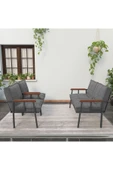 Mygusi Modern Serisi Balkon, Bahçe, Cafe - Metal Kanepe Koltuk Takımı - 2+1+1 - Koyu Gri - 2