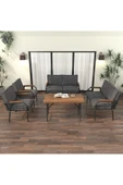 Mygusi Hayal Balkon Bahçe Cafe - Metal Kanepe Koltuk Takımı - 2 2 1 1 - 70x110 Cm Masalı - Koyu Gri - 1