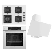 Ferre FLAMEART SC Serisi Beyaz Set (SC406-WFA + XE63CB +D078 ) - 65 cm'lik Kare Döküm Izgara-WOK - 1