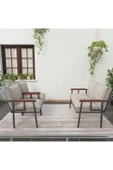 Mygusi Modern Serisi Balkon, Bahçe, Cafe - Metal Kanepe Koltuk Takımı - 2+1+1 - Krem thumbnail 2