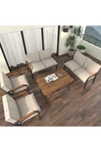 Mygusi Hayal Balkon Bahçe Cafe - Metal Kanepe Koltuk Takımı - 2 2 1 1 - 70x110 Cm Masalı - Krem - 1