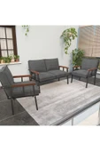 Mygusi Modern Serisi Balkon, Bahçe, Cafe - Metal Kanepe Koltuk Takımı - 2+1+1 - Koyu Gri - 1