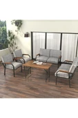 Mygusi Hayal Balkon Bahçe Cafe - Metal Kanepe Koltuk Takımı - 2 2 1 1 - 70x110 Cm Masalı - Açık Gri - 2