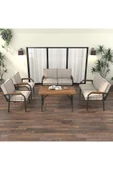 Mygusi Hayal Balkon Bahçe Cafe - Metal Kanepe Koltuk Takımı - 2 2 1 1 - 70x110 Cm Masalı - Krem - 3