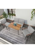 Mygusi Modern Serisi Balkon, Bahçe, Cafe - Metal Kanepe Koltuk Takımı - 2+1+1 60x90cm Masalı - Açık Gri - 1