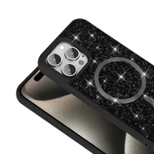 iPhone 15 Pro Kılıf Pırlanta Tasarımlı M-safe Şarj Özellikli Mozaik Silikon Kapak - 5