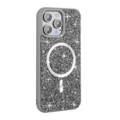 iPhone 15 Pro Kılıf Pırlanta Tasarımlı M-safe Şarj Özellikli Mozaik Silikon Kapak - 10