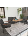 Mygusi Modern Serisi Balkon, Bahçe, Cafe - Metal Kanepe Koltuk Takımı - 2+1+1 60x90cm Masalı - Antrasit - 1