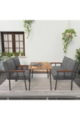 Mygusi Modern Serisi Balkon, Bahçe, Cafe - Metal Kanepe Koltuk Takımı - 2+1+1 60x90cm Masalı - Koyu Gri - 2