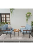 Mygusi Modern Serisi Balkon, Bahçe, Cafe - Metal Kanepe Koltuk Takımı - 2+1+1 Sehpalı - Turkuaz - 3