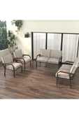 Mygusi Hayal Balkon Bahçe Cafe - Metal Kanepe Koltuk Takımı - 2+2+1+1 - Krem - 1