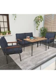 Mygusi Modern Serisi Balkon, Bahçe, Cafe - Metal Kanepe Koltuk Takımı - 2+1+1 60x90cm Masalı - Lacivert - 1