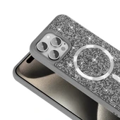 iPhone 15 Pro Kılıf Pırlanta Tasarımlı M-safe Şarj Özellikli Mozaik Silikon Kapak - 7