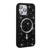 iPhone 15 Pro Kılıf Pırlanta Tasarımlı M-safe Şarj Özellikli Mozaik Silikon Kapak - 8