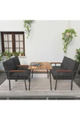 Mygusi Modern Serisi Balkon, Bahçe, Cafe - Metal Kanepe Koltuk Takımı - 2+1+1 60x90cm Masalı - Antrasit - 2