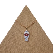 Işıltılı Huzur Bronz Çini Taşlı Çelik Zincir Kolye thumbnail 3