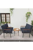 Mygusi Modern Serisi Balkon, Bahçe, Cafe - Metal Kanepe Koltuk Takımı - 2+1+1 Sehpalı - Lacivert - 2