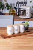 Duo 3'lü Bambu Kapaklı Beyaz Baharatlık thumbnail 2