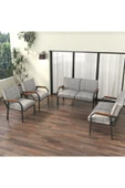 Mygusi Hayal Balkon Bahçe Cafe - Metal Kanepe Koltuk Takımı - 2+2+1+1 - Açık Gri - 1
