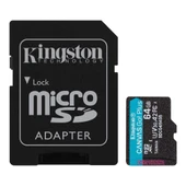 Kingston SDCG4-64GB 64GB microSDXC Canvas Go Plus Gen4 200MB-s A2 U3 V30 Card + ADP Hafıza Kartı - 1