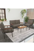 Mygusi Modern Serisi Balkon, Bahçe, Cafe - Metal Kanepe Koltuk Takımı - 2+1+1 Sehpalı - Cappucino - 1