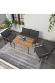 Mygusi Modern Serisi Balkon, Bahçe, Cafe - Metal Kanepe Koltuk Takımı - 2+1+1 60x90cm Masalı - Antrasit - 3