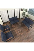Mygusi Hayal Balkon Bahçe Cafe - Metal Kanepe Koltuk Takımı - 2+2+1+1 - Lacivert - 3