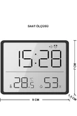UmoTech Dijital Mini Saat LCD Ultra İnce Mıknatıslı Buzdolabı saati Alarmlı Nem ve Sıcaklık Göstergeli 9x7cm - 4