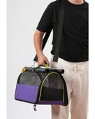 Brave Paws Perdeli Flybag Plastik Yırtılmaz Fileli Kedi ve Köpek Taşıma Çantası Havayolu Çantası (MOR) - 4