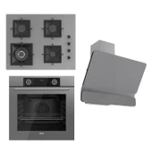 Ferre FLAMEART SC Serisi Gri Set (SC408-WFA + XE63CPR +D082 ) - 65 cm'lik Kare Döküm Izgara-WOK - 1